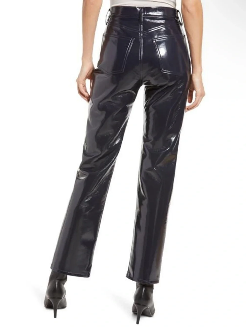 Agolde Recycled Leather 90's Pinch Waist in Shadow Patent A164-1351 size 31